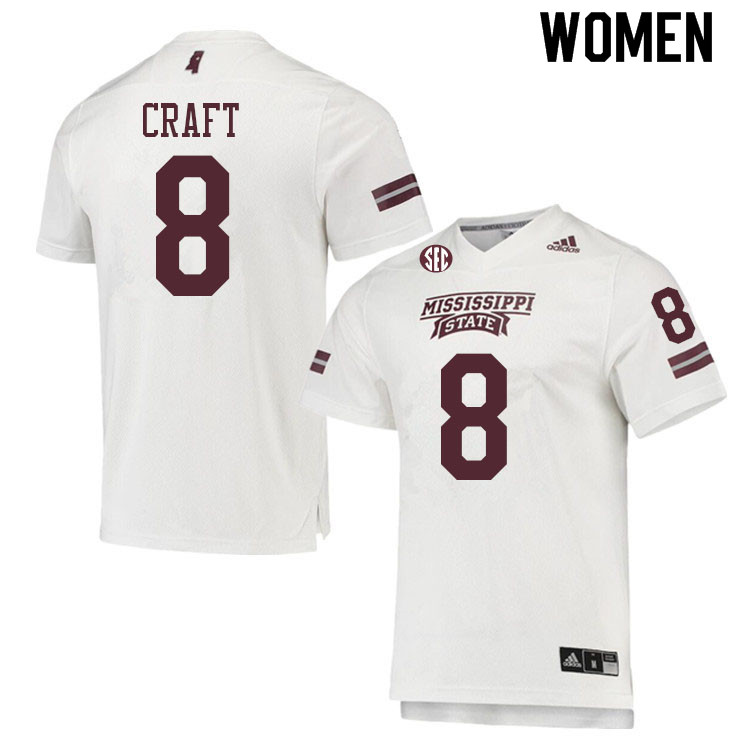 Women #8 Londyn Craft Mississippi State Bulldogs College Football Jerseys Sale-White